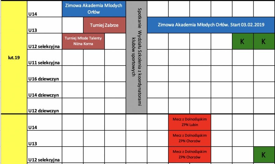 Ramowy Plan SZKOLENIOWY REPREZENTACJI ŚLĄSkiego ZPN CHŁOPCÓW I DZIEWCZĄT. WIOSNA 2019