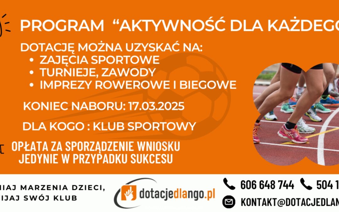Dotacje dla organizacji sportowych w ramach programu MSiT „Aktywność dla każdego” – zgłoś swój klub!