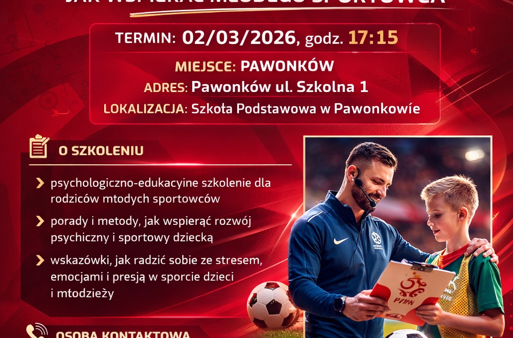 BEZPŁATNE SZKOLENIE DLA RODZICÓW MŁODYCH SPORTOWCÓW