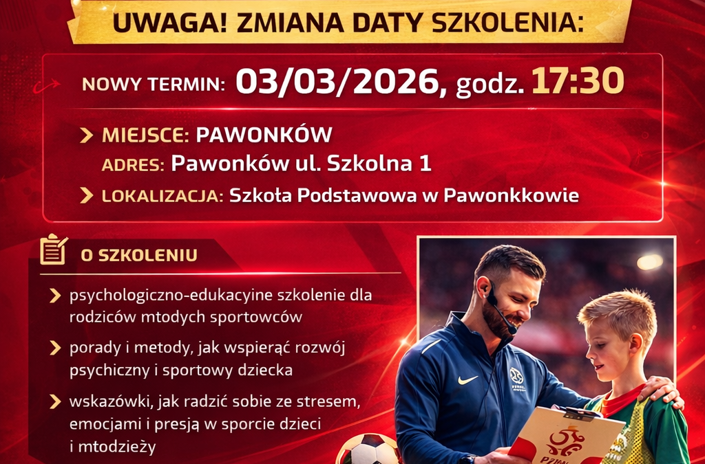 ZMIANA TERMINU SZKOLENIA DLA RODZICÓW