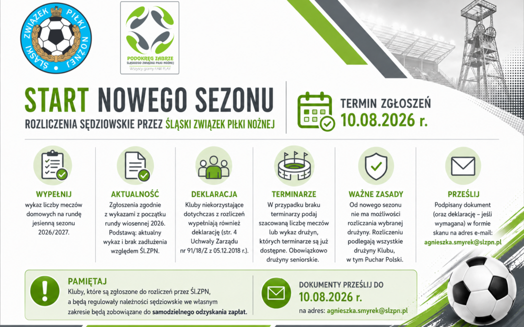 Rozliczanie delegacji sędziowskich – runda jesienna sezonu 2026/2027
